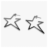 Star Studded 925 Sterling Silver Hoop Earrings