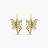 Butterfly Hoop Earrings 925 Sterling Silver