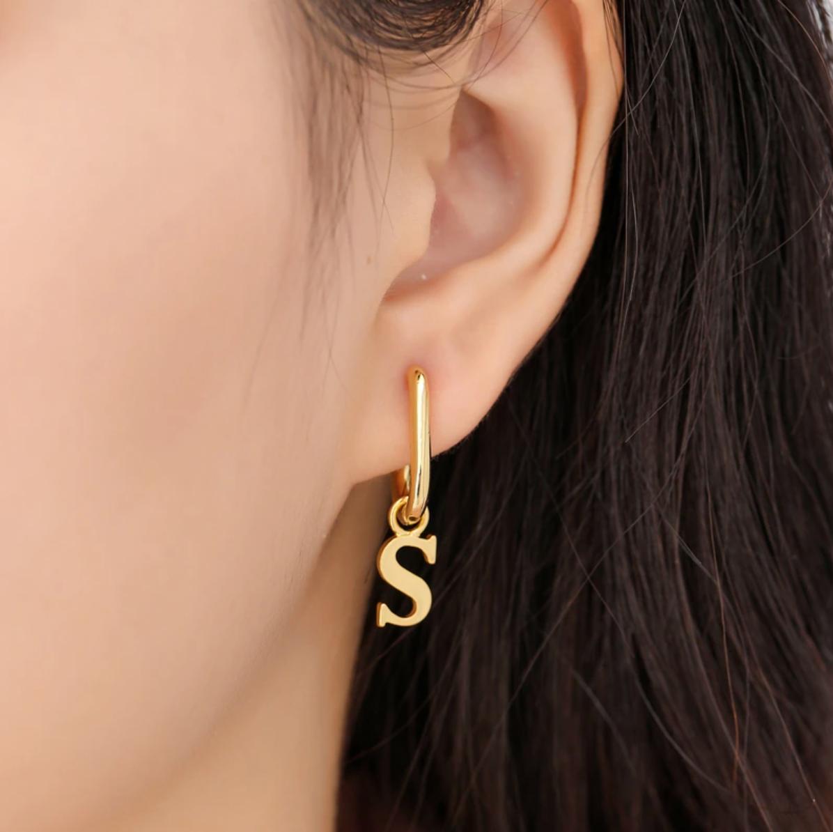 Bold Letter Initial Earrings