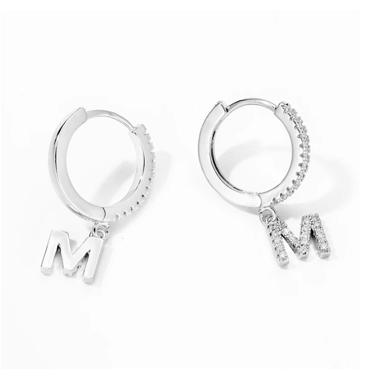 Crystal Initial Earrings