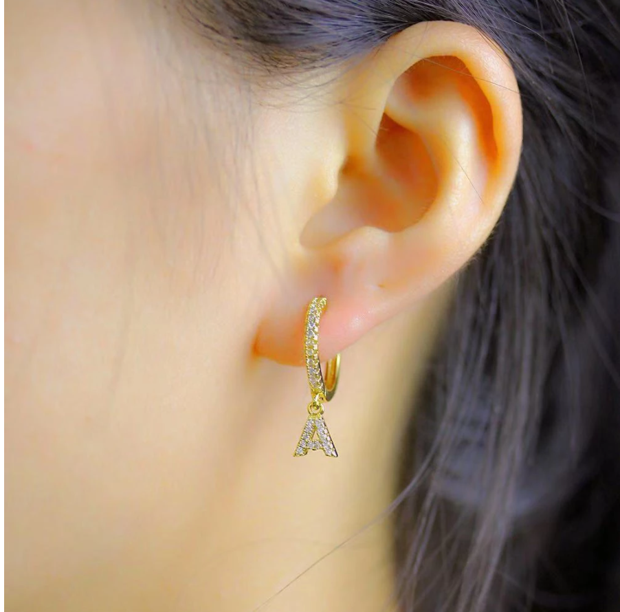 Crystal Initial Earrings