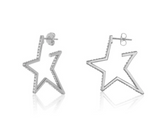 Star Studded 925 Sterling Silver Hoop Earrings