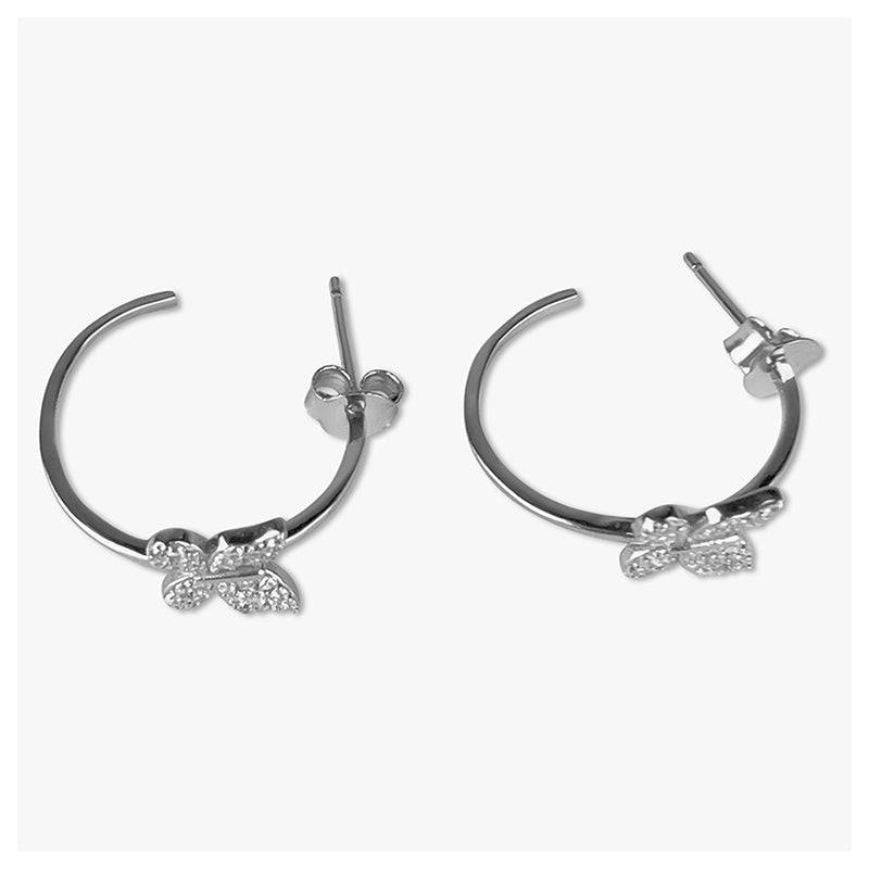 Butterfly Hoop Earrings 925 Sterling Silver