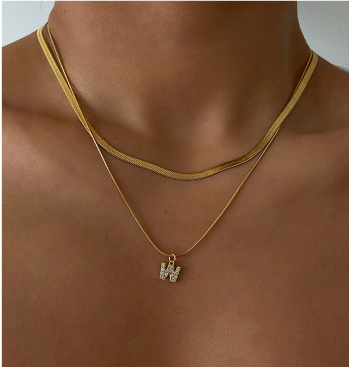 Eliza Snake Chain Initial Layered Necklace